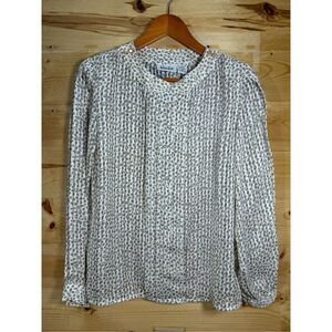 Barbara Karen Vintage Women's Size 8 Long Sleeve Leopard Animal Print Sheer Blou